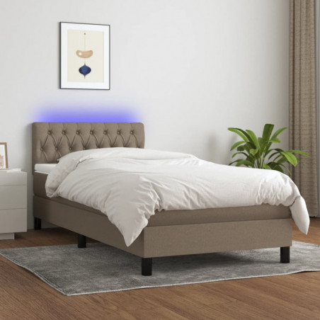 Boxspringbett mit Matratze & LED Taupe 100x200 cm Stoff