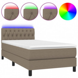 Boxspringbett mit Matratze & LED Taupe 100x200 cm Stoff