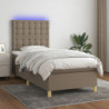 Boxspringbett mit Matratze & LED Taupe 90x200 cm Stoff