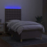 Boxspringbett mit Matratze & LED Taupe 90x200 cm Stoff