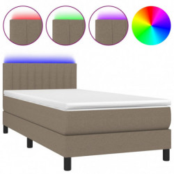 Boxspringbett mit Matratze & LED Taupe 100x200 cm Stoff