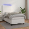 Boxspringbett mit Matratze & LED Weiß 90x200 cm Kunstleder