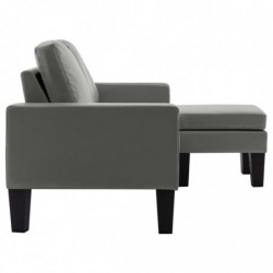 3-Sitzer-Sofa mit Hocker Grau Kunstleder