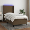 Boxspringbett mit Matratze & LED Dunkelbraun 80x200 cm Stoff