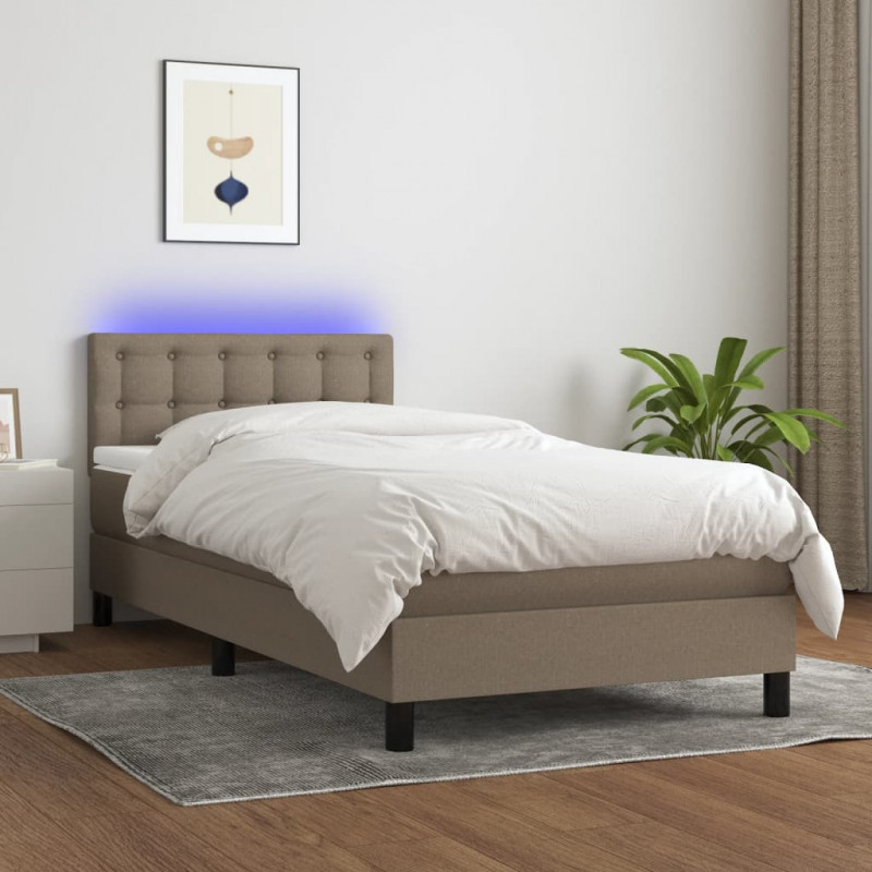 Boxspringbett mit Matratze & LED Taupe 100x200 cm Stoff