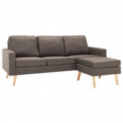 3-Sitzer-Sofa mit Hocker Taupe Stoff