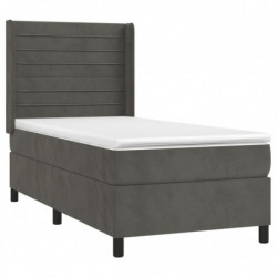 Boxspringbett mit Matratze & LED Dunkelgrau 90x190 cm Samt