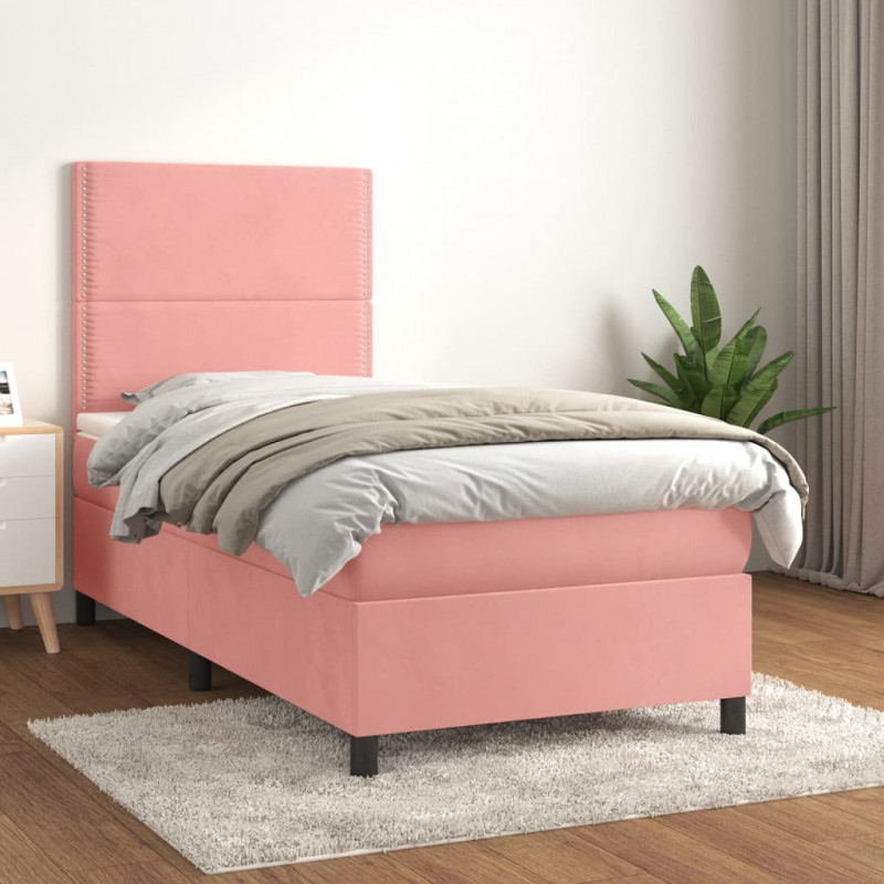 Boxspringbett mit Matratze Rosa 100x200 cm Samt