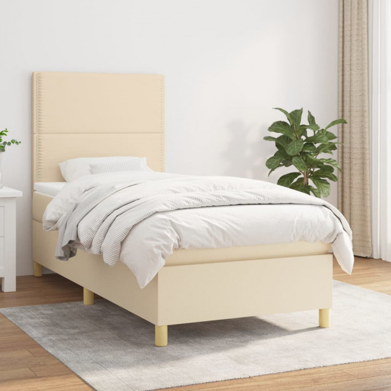 Boxspringbett mit Matratze Creme 100x200 cm Stoff