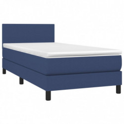 Boxspringbett mit Matratze & LED Blau 100x200 cm Stoff