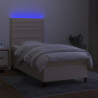 Boxspringbett mit Matratze & LED Creme 90x200 cm Stoff