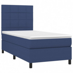 Boxspringbett mit Matratze & LED Blau 90x200 cm Stoff