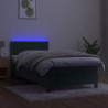 Boxspringbett mit Matratze & LED Dunkelgrün 100x200 cm Samt