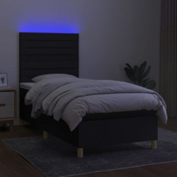 Boxspringbett mit Matratze & LED Schwarz 90x190 cm Stoff