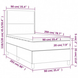 Boxspringbett mit Matratze & LED Dunkelgrau 90x200 cm Stoff