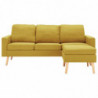 3-Sitzer-Sofa mit Hocker Gelb Stoff