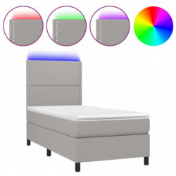 Boxspringbett mit Matratze & LED Hellgrau 90x200 cm Stoff