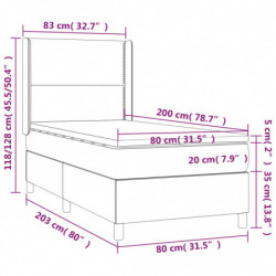 Boxspringbett mit Matratze & LED Dunkelbraun 80x200 cm Stoff