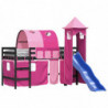 Kinderhochbett mit Turm Rosa 90x200 cm Massivholz Kiefer