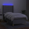 Boxspringbett mit Matratze & LED Hellgrau 80x200 cm Stoff