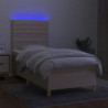 Boxspringbett mit Matratze & LED Creme 90x200 cm Stoff