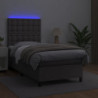 Boxspringbett mit Matratze & LED Grau 80x200 cm Kunstleder