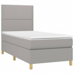 Boxspringbett mit Matratze & LED Hellgrau 90x200 cm Stoff