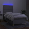 Boxspringbett mit Matratze & LED Hellgrau 90x200 cm Stoff