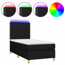 Boxspringbett mit Matratze & LED Schwarz 90x190 cm Stoff