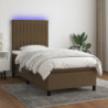 Boxspringbett mit Matratze & LED Dunkelbraun 80x200 cm Stoff