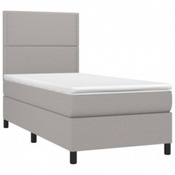 Boxspringbett mit Matratze & LED Hellgrau 80x200 cm Stoff