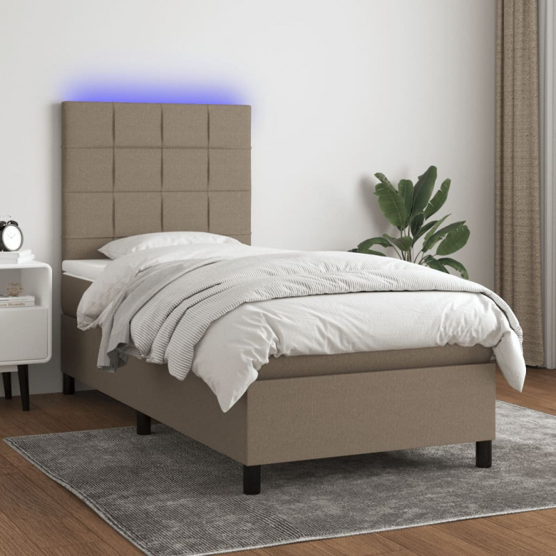 Boxspringbett mit Matratze & LED Taupe 80x200 cm Stoff