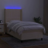 Boxspringbett mit Matratze & LED Creme 80x200 cm Stoff