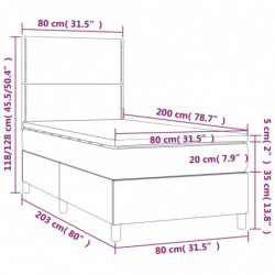 Boxspringbett mit Matratze & LED Hellgrau 80x200 cm Samt