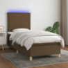 Boxspringbett mit Matratze & LED Dunkelbraun 80x200 cm Stoff