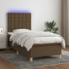 Boxspringbett mit Matratze & LED Dunkelbraun 80x200 cm Stoff