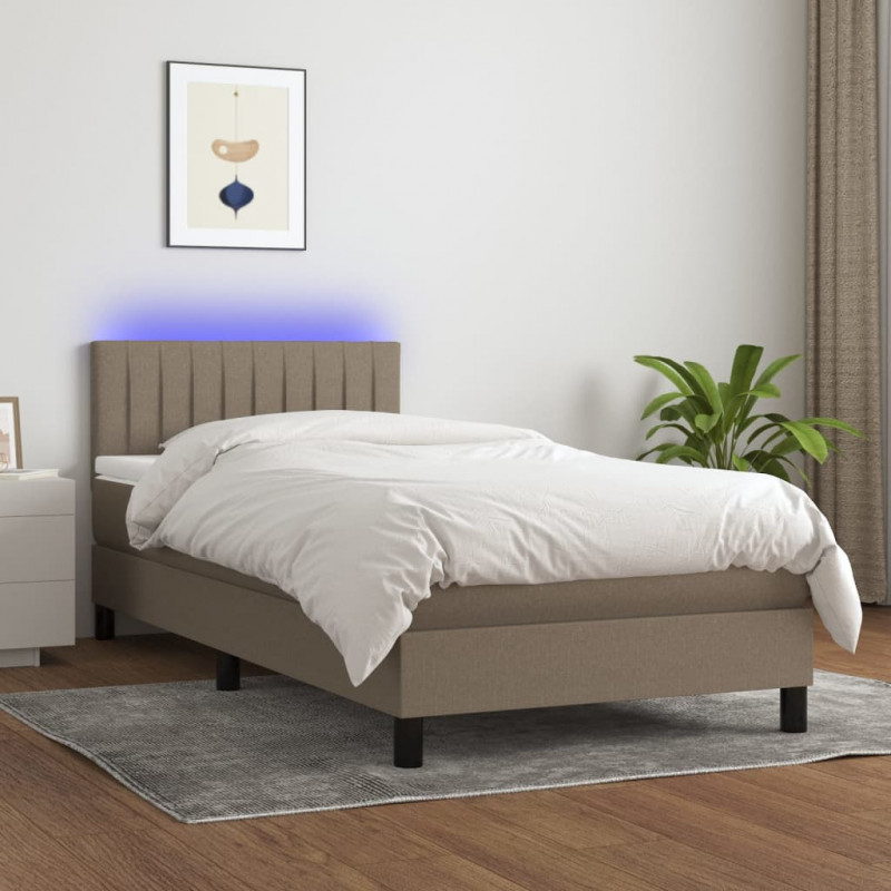 Boxspringbett mit Matratze & LED Taupe 90x200 cm Stoff