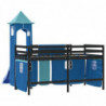 Kinderhochbett mit Turm Blau 90x200 cm Massivholz Kiefer