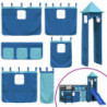 Kinderhochbett mit Turm Blau 90x200 cm Massivholz Kiefer