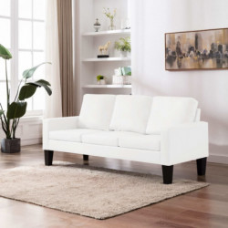 3-Sitzer-Sofa Weiß Kunstleder