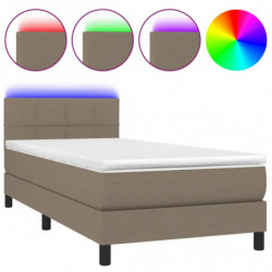 Boxspringbett mit Matratze & LED Taupe 90x190 cm Stoff