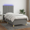 Boxspringbett mit Matratze & LED Dunkelgrau 80x200 cm Stoff