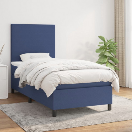 Boxspringbett mit Matratze Blau 90x200 cm Stoff