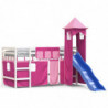 Kinderhochbett mit Turm Rosa 80x200 cm Massivholz Kiefer