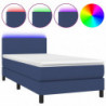 Boxspringbett mit Matratze & LED Blau 90x190 cm Stoff