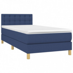 Boxspringbett mit Matratze & LED Blau 90x200 cm Stoff