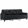 3-Sitzer-Sofa Schwarz 180 cm Kunstleder