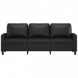 3-Sitzer-Sofa Schwarz 180 cm Kunstleder