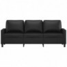 3-Sitzer-Sofa Schwarz 180 cm Kunstleder