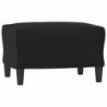 3-Sitzer-Sofa mit Hocker Schwarz 180 cm Kunstleder